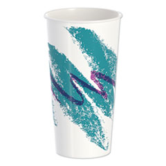 Dart® Double Sided Poly Paper Cold Cups, 21 oz, Jazz Design, White/Green/Purple, 50/Pack, 20 Packs/Carton