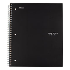 Five Star® Wirebound Notebook, 1 Subject, Medium/College Rule, Black Cover, 11 x 8.5, 100 Sheets