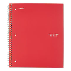 Five Star® Wirebound Notebook with Two Pockets, 1-Subject, Medium/College Rule, Red Cover, (100) 11 x 8.5 Sheets