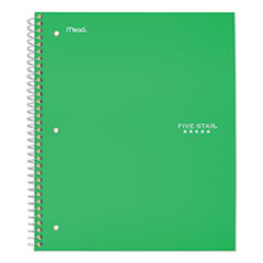 Five Star® Wirebound Notebook with Two Pockets, 1-Subject, Medium/College Rule, Green Cover, (100) 11 x 8.5 Sheets