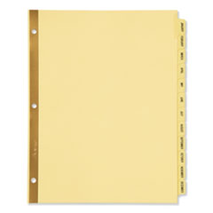 Preprinted Laminated Tab Dividers with Gold Reinforced Binding Edge, 12-Tab, Jan. to Dec., 11 x 8.5, Buff, 1 Set