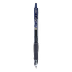 Pilot® G2 Premium Gel Pen, Retractable, Fine 0.7 mm, Navy Blue Ink, Smoke/Blue Barrel, Dozen