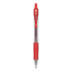 Pilot® G2 Premium Gel Pen, Retractable, Extra-Fine 0.5 mm, Red Ink, Smoke/Red Barrel, Dozen