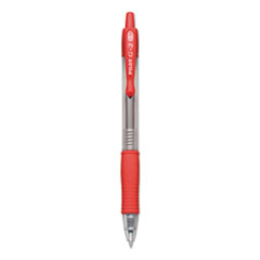 Pilot® G2 Premium Gel Pen Convenience Pack, Retractable, Extra-Fine 0.38 mm, Red Ink, Clear/Red Barrel