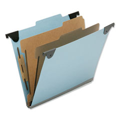 7530016216198, SKILCRAFT Hanging Classification Folders, Letter Size, 2 Dividers, 2/5-Cut Exterior Tabs, Light Blue, 10/Box
