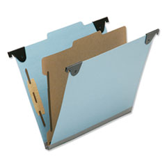 7530013723102, SKILCRAFT Hanging Classification Folders, Letter Size, 1 Divider, 2/5-Cut Exterior Tabs, Light Blue, 10/Box