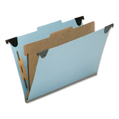 7530016216200, SKILCRAFT Hanging Classification Folders, Legal Size, 1 Divider, 2/5-Cut Exterior Tabs, Light Blue, 10/Box