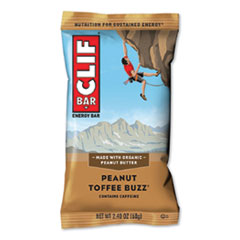 CLIF® Bar Energy Bar, Peanut Toffee Buzz, 2.4 oz Bar, 12 Bars/Box