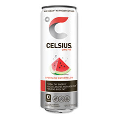 Celsius® Live Fit Fitness Drink, Sparkling Watermelon, 12 oz Can, 12/Carton
