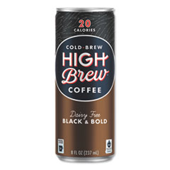 HIGH Brew® Coffee Cold Brew Coffee + Protein, Black and Bold, 8 oz Can, 12/Pack