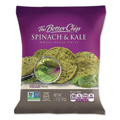 The Better Chip® Whole Grain Chips, Spinach and Kale, 1.5 oz Bag, 27/Carton