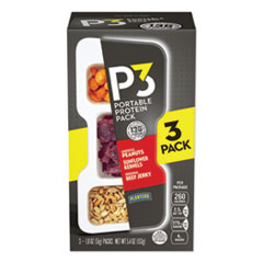 P3 Portable Protein Pack with Planters Peanuts, Chipotle Peanuts/Original Beef Jerky/Sunflower Kernels, 3/Pack