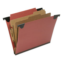 7530016815828, SKILCRAFT Classification Folder, 2" Expansion, 2 Dividers, 3 Fasteners, Letter Size, Red Exterior, 10/Box