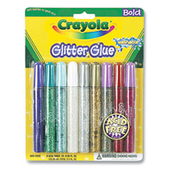 Crayola® Washable Glitter Glue, 0.35 oz, Assorted Colors, 9/Pack