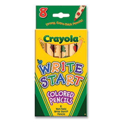 Write Start Colored Pencils, 5.33 mm, Assorted Lead and Barrel Colors, 8/Box