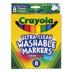 Crayola® Ultra-Clean Washable Markers, Fine/Broad Wedge/Chisel Tips, Assorted Colors, 8/Box