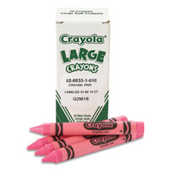 Crayola® Large Crayons, Carnation Pink, 12/Box