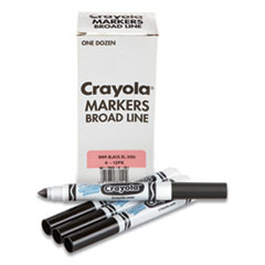 Crayola® Broad Line Washable Markers, Broad Bullet Tip, Black, 12/Box