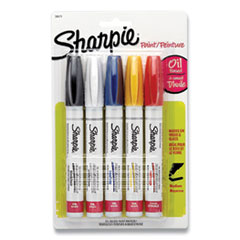 Sharpie® Permanent Paint Marker, Medium Bullet Tip, Assorted Colors, 5/Pack