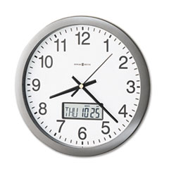 Howard Miller® Chronicle Wall Clock with LCD Inset, 14" Overall Diameter, Gray Case, 2 AA (sold separately)