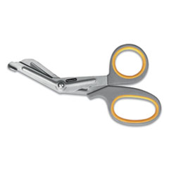 First Aid Only™ Titanium-Bonded Angled Medical Shears, 7" Long, 3" Cut Length, Gray/Yellow Offset Handle
