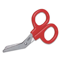 First Aid Only™ Angled First Aid Kit Scissors, Rounded Tip, 4" Long, 1.5" Cut Length, Red Offset Handle
