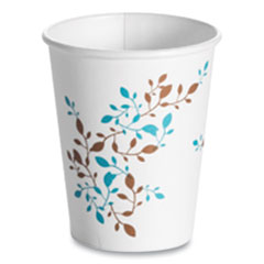 Huhtamaki Single Wall Hot Cups, 8 oz, Vine Design, 1,000/Carton