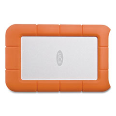 LaCie Rugged Portable External Hard Drive, 2 TB, USB-C, Orange/Silver