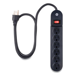 GE Heavy Duty Power Strip, 6 Outlets, 3 ft Cord, Black