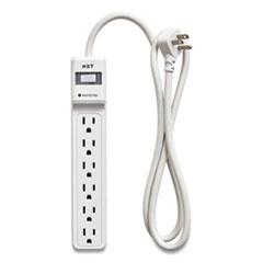 Surge Protector, 6 AC Outlets, 4 ft Cord, 600 J, White