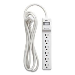 Surge Protector, 6 AC Outlets, 8 ft Cord, 900 J, White