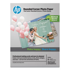 HP Rounded Corner Photo Paper, 10.5 mil, 5 x 7, Glossy White, 15/Pack