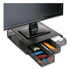 Mind Reader Perch Monitor Stand and Desk Organizer, 13" x 12.5" x 3", Black