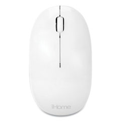 iHome iMac Wireless Laser Mouse, 10 ft Wireless Range, Left/Right Hand Use, White/Silver