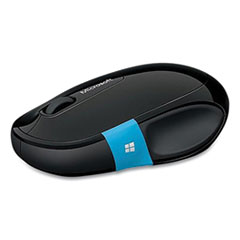 Microsoft® Sculpt Comfort Bluetooth Optical Mouse, 33 ft Wireless Range, Right Hand Use, Black/Blue