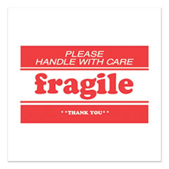 Decker Tape Products Pre-Printed Message Labels, Fragile-Please Handle with Care-Thank You, 2 x 3, White/Red, 500/Roll