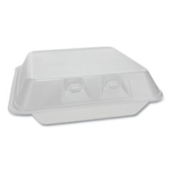 Pactiv Evergreen SmartLock Foam Hinged Lid Container, Large, 3-Compartment, 9 x 9.25 x 3.25, White, 150/Carton