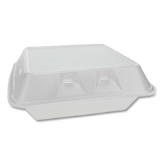 Pactiv Evergreen SmartLock Vented Foam Hinged Lid Containers, 3-Compartment, 9 x 9.25 x 3.25, White, 150/Carton