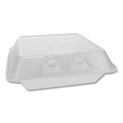 Pactiv Evergreen SmartLock Foam Hinged Containers, Large, 9 x 9.13 x 3.25, White, 150/Carton