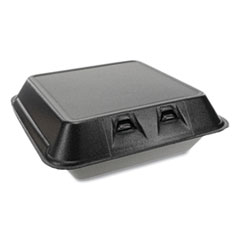 Pactiv Evergreen SmartLock Foam Hinged Lid Container, Large, 9 x 9.13 x 3.25, Black, 150/Carton