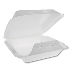 Pactiv Evergreen SmartLock Foam Hinged Containers, Medium, 8 x 8 x 3, White, 150/Carton
