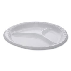 Laminated Foam Dinnerware, 3-Compartment Plate, 10.25" dia, White, 540/Carton