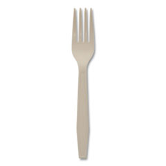 Pactiv Evergreen EarthChoice PSM Cutlery, Heavyweight, Fork, 6.88", Tan, 1,000/Carton