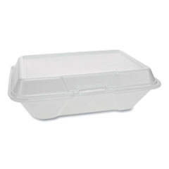 Pactiv Evergreen Foam Hinged Lid Containers, Single Tab Lock #205 Utility, 9.19 x 6.5 x 2.75, White, 150/Carton