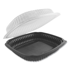 Anchor Packaging Culinary Lites Microwavable Container, 47.5 oz, 10.56 x 9.98 x 3.18, Clear/Black, Plastic, 100/Carton