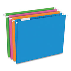 Pendaflex® Glow Poly Hanging File Folders, Letter Size, 1/5-Cut Tabs, Assorted Colors, 12/Box