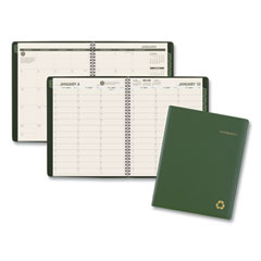 AT-A-GLANCE® Recycled Weekly Vertical-Column Format Appointment Book, 11 x 8.25, Green Cover, 12-Month (Jan to Dec): 2023