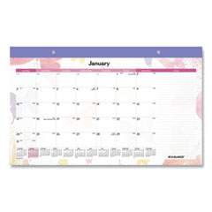 AT-A-GLANCE® Watercolors Monthly Desk Pad Calendar, Watercolor Artwork, 17.75 x 11, White Sheets, Purple Binding, 12-Month (Jan-Dec): 2024