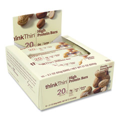 thinkThin® High Protein Bars, Chunky Peanut Butter, 2.1 oz Bar, 10 Bars/Carton, Delivered in 1-4 Business Days