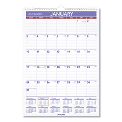 AT-A-GLANCE® Monthly Wall Calendar with Ruled Daily Blocks, 12 x 17, White Sheets, 12-Month (Jan to Dec): 2022
